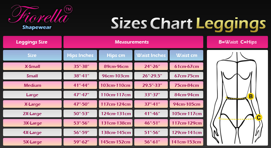 Size Chart Leggings Fit
