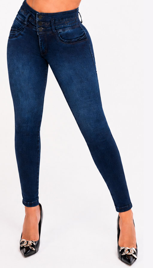 Pantalones Colombianos Levanta Cola | Butt Lifting Colombian Jeans for Women | High Rise Waisted Push Up | Blue 550BB - Image 2
