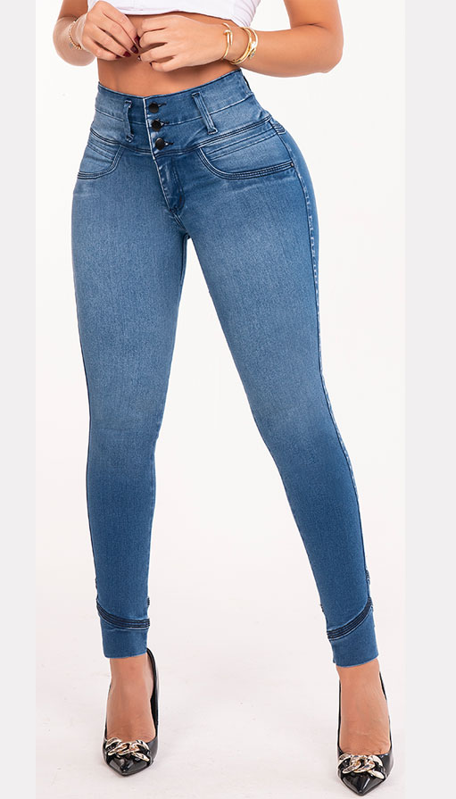 Pantalones Colombianos Levanta Cola | Butt Lifting Colombian Jeans for Women | High Rise Waisted Push Up | Blue 551LB - Image 2