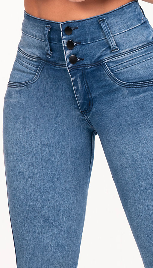 Pantalones Colombianos Levanta Cola | Butt Lifting Colombian Jeans for Women | High Rise Waisted Push Up | Blue 551LB - Image 5